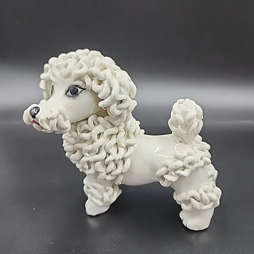 VTG Spaghetti Art French Female Poodle Dog Ceramic MCM Italy Anthropomorphic